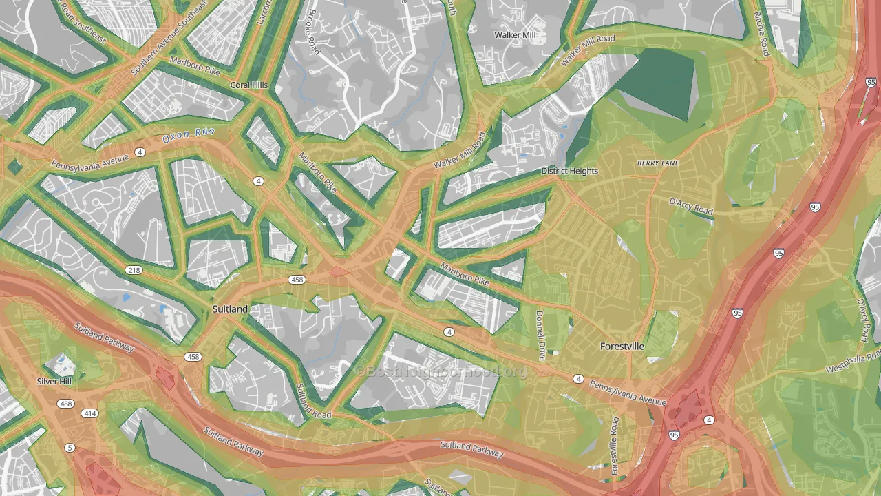 District Heights, MD Map of Noise Levels in District Heights