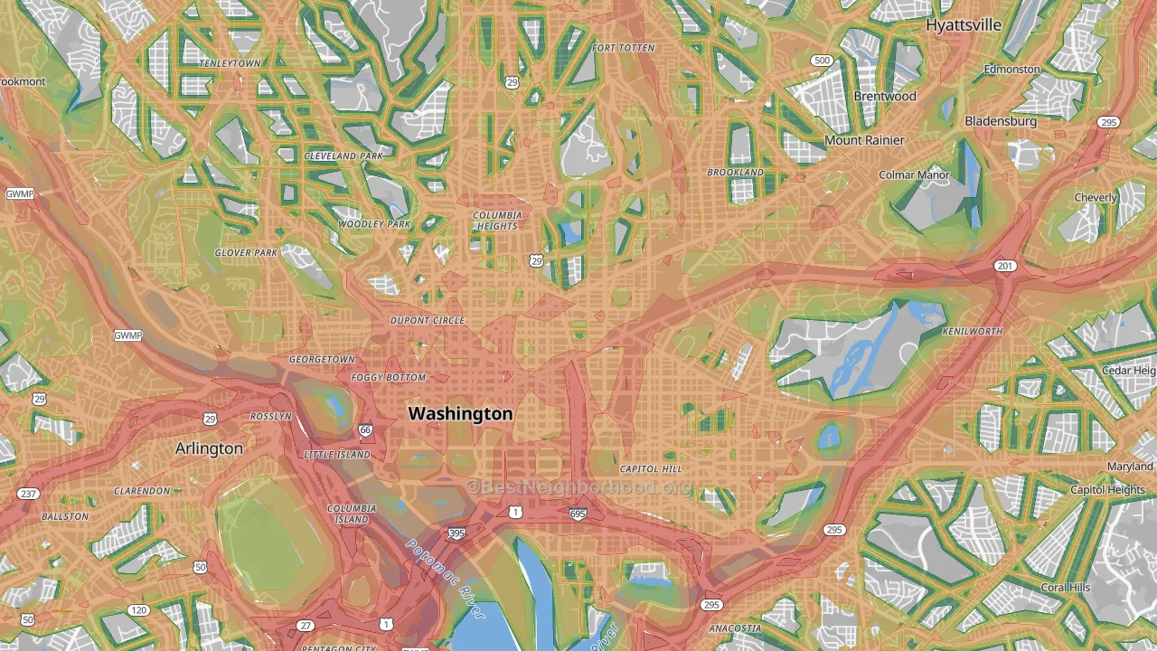District of Columbia, DC Map of Noise Levels in District of Columbia