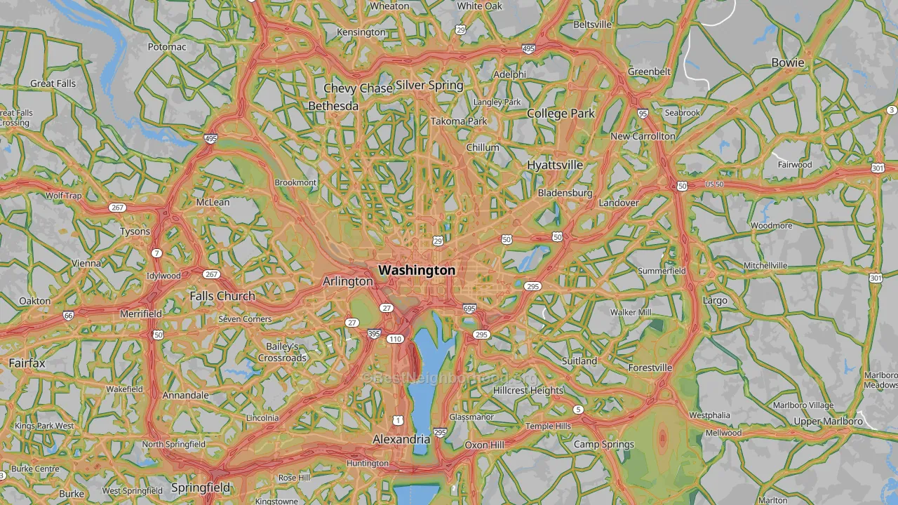 District of Columbia Map of Noise Levels in District of Columbia