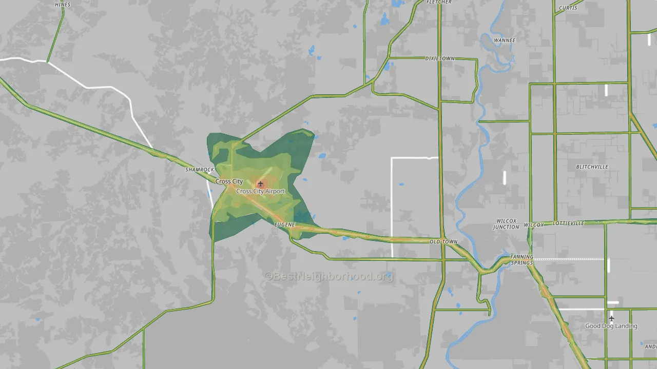 Dixie County, FL Map of Noise Levels in Dixie County