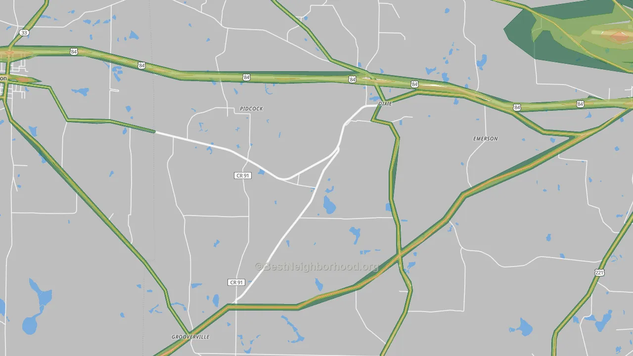 Dixie, GA Map of Noise Levels in Dixie