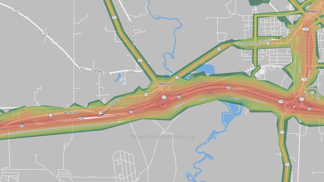 Dixie Inn, LA Map of Noise Levels in Dixie Inn
