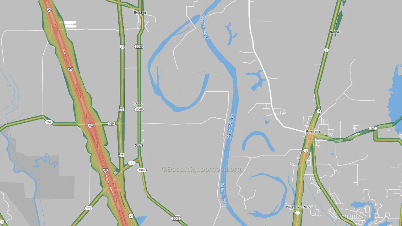 Dixie, LA Map of Noise Levels in Dixie