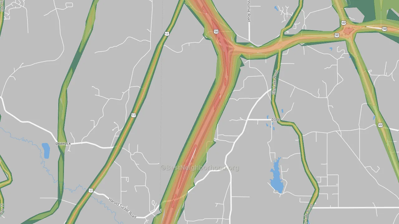 Dixie, MS Map of Noise Levels in Dixie