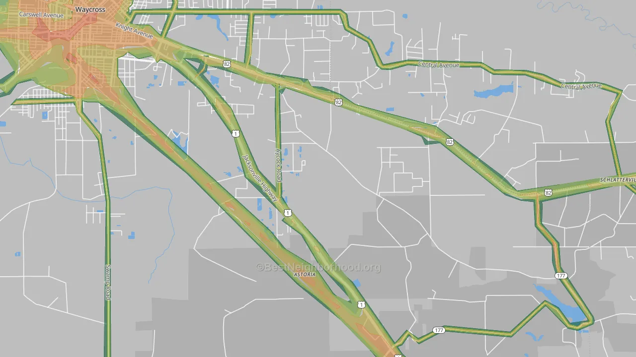 Dixie Union, GA Map of Noise Levels in Dixie Union