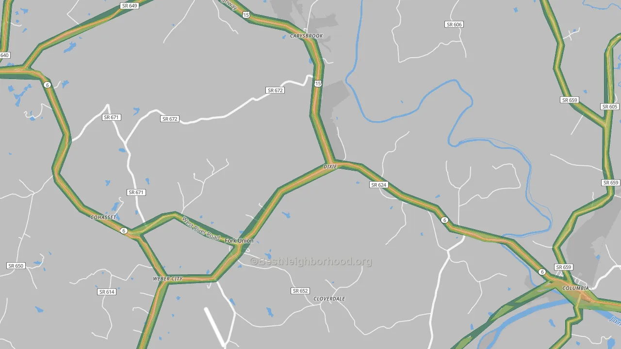 Dixie, VA Map of Noise Levels in Dixie