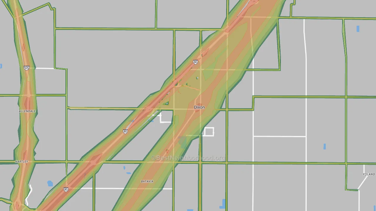 Dixon, CA Map of Noise Levels in Dixon
