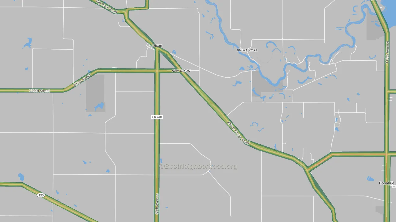Dixon, IA Map of Noise Levels in Dixon