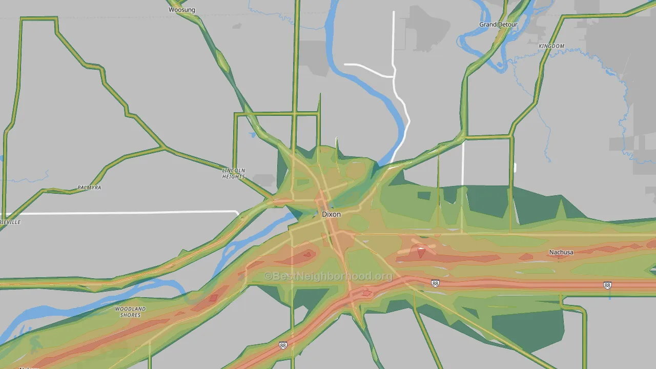 Dixon, IL Map of Noise Levels in Dixon