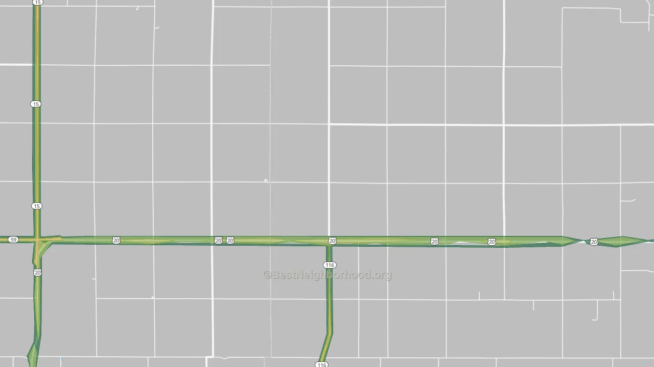 Dixon, NE Map of Noise Levels in Dixon