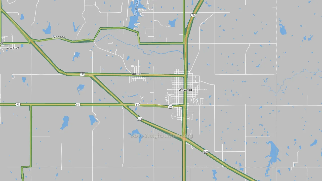 Dixon, OK Map of Noise Levels in Dixon