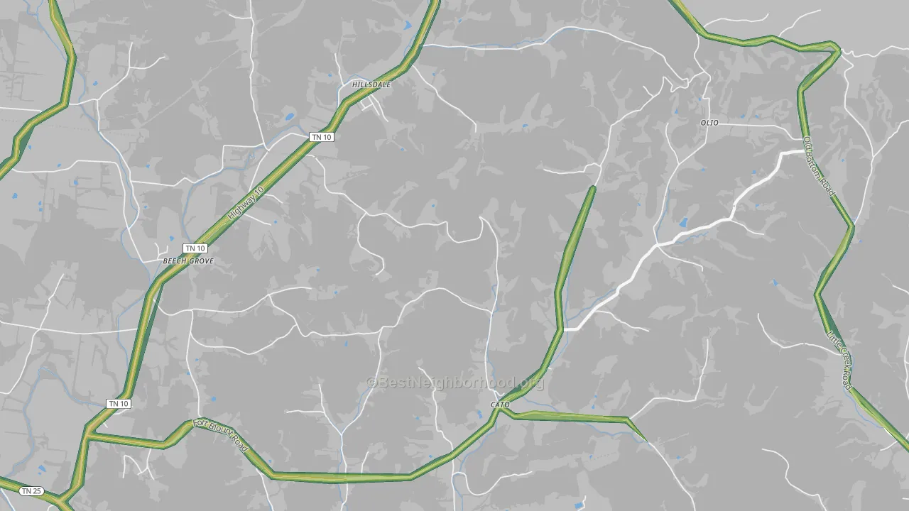 Dixon Springs, TN Map of Noise Levels in Dixon Springs