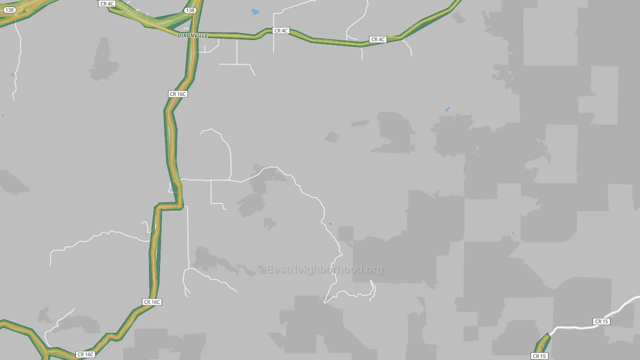 Dixonville, OR Map of Noise Levels in Dixonville