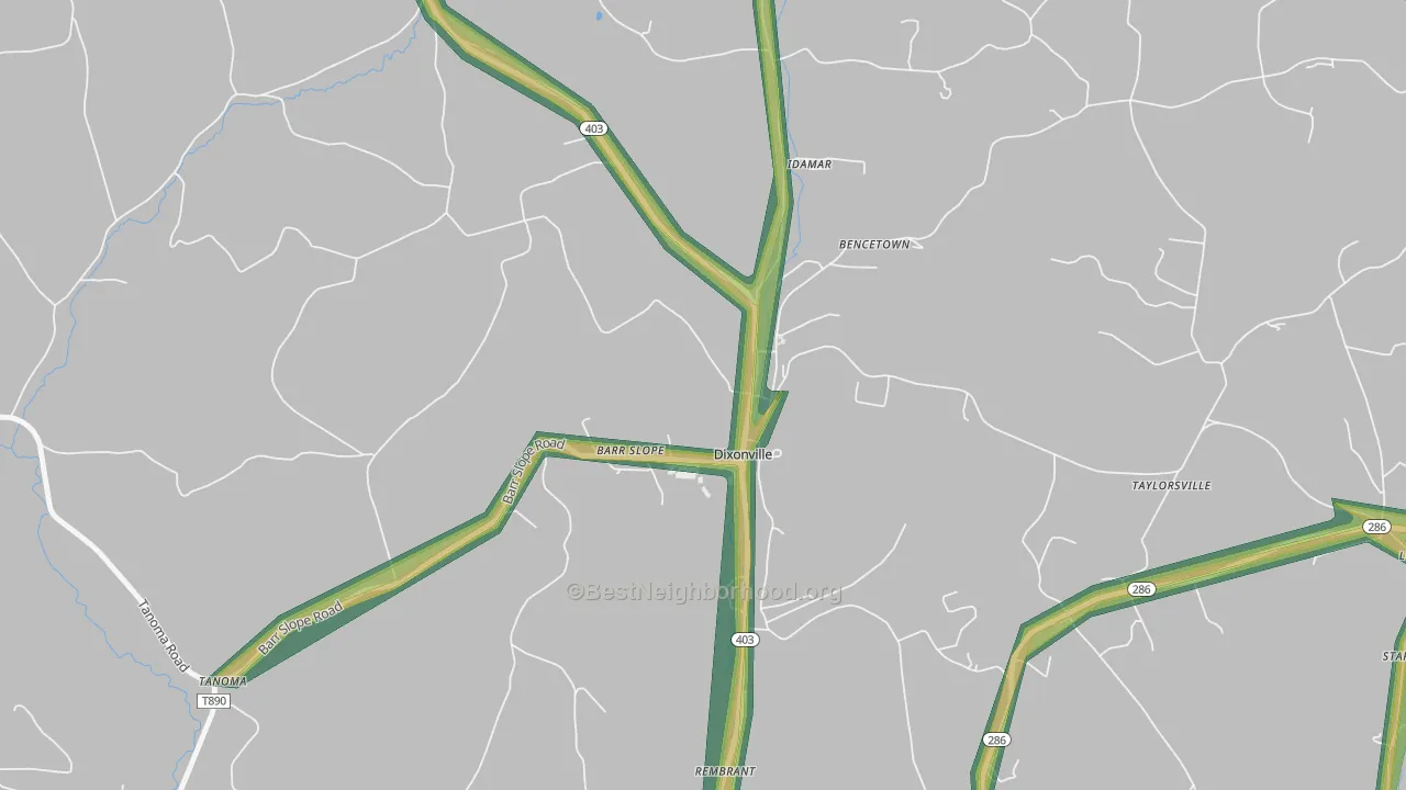 Dixonville, PA Map of Noise Levels in Dixonville