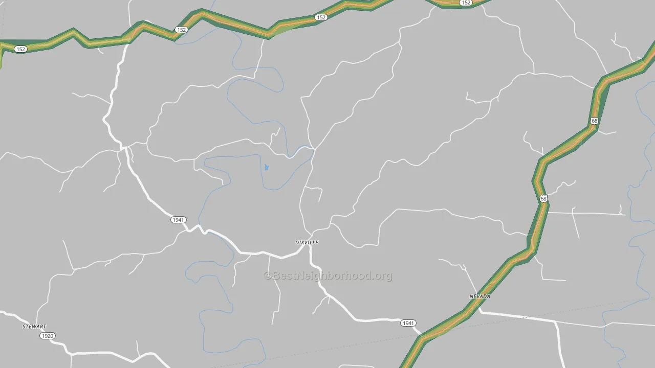 Dixville, KY Map of Noise Levels in Dixville