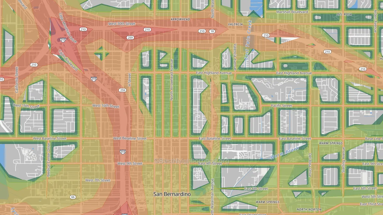 DMV, San Bernardino, CA Map of Noise Levels in DMV