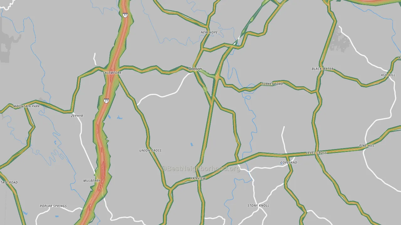 Dobson, NC Map of Noise Levels in Dobson