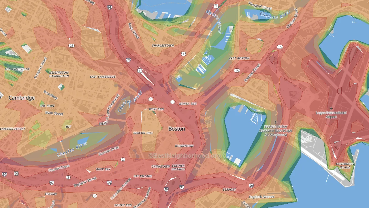 Dock Square, Boston, MA Map of Noise Levels in Dock Square
