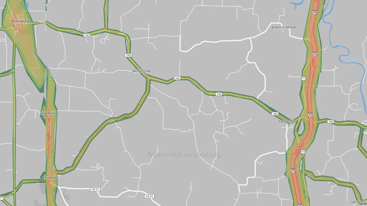 Doddridge, AR Map of Noise Levels in Doddridge