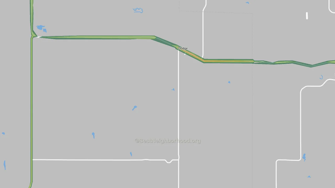 Dodge, ND Map of Noise Levels in Dodge