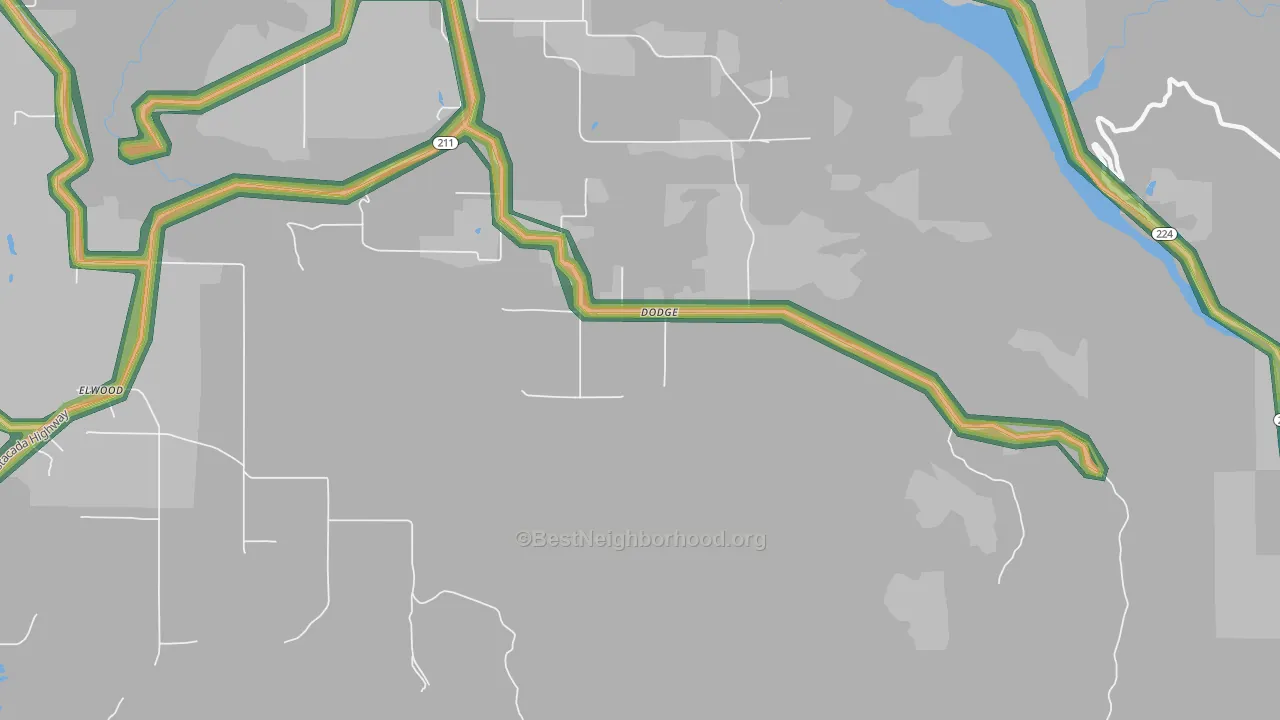Dodge, OR Map of Noise Levels in Dodge