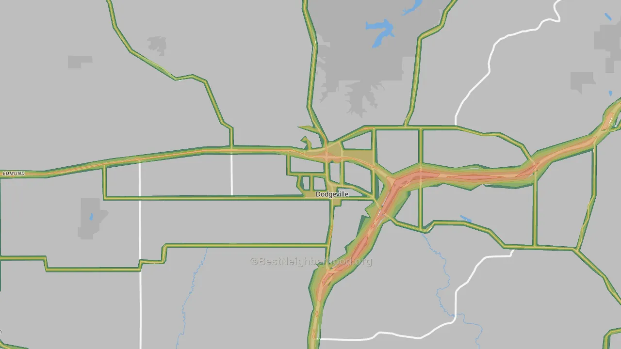 Dodgeville, WI Map of Noise Levels in Dodgeville