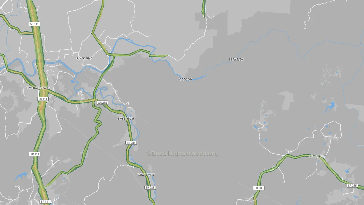 Dodson, TN Map of Noise Levels in Dodson