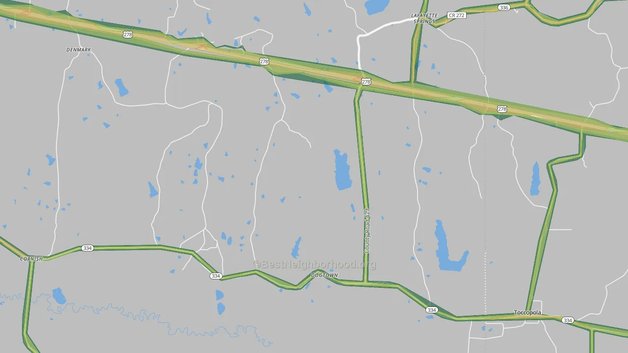Dogtown, MS Map of Noise Levels in Dogtown