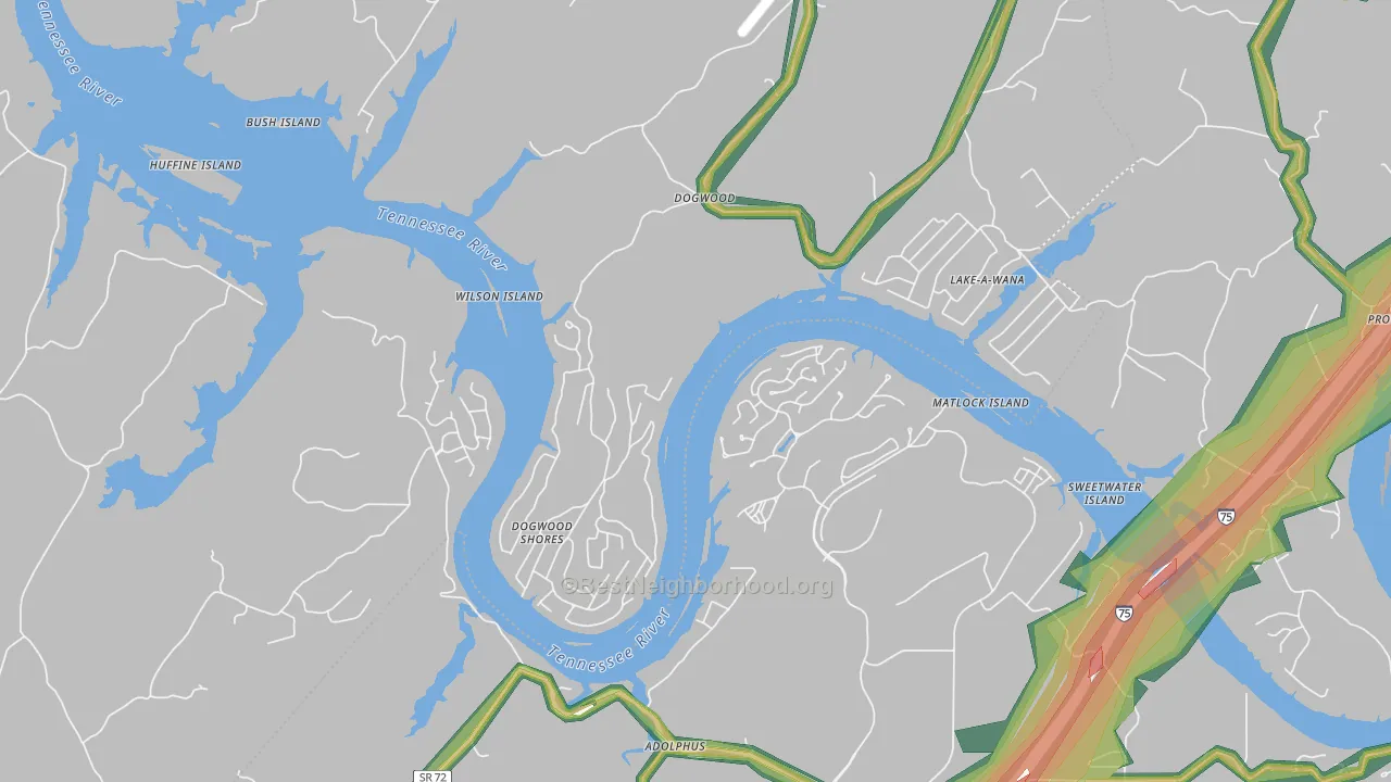 Dogwood, TN Map of Noise Levels in Dogwood