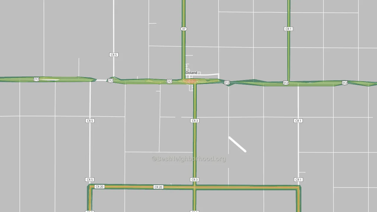 Doland, SD Map of Noise Levels in Doland