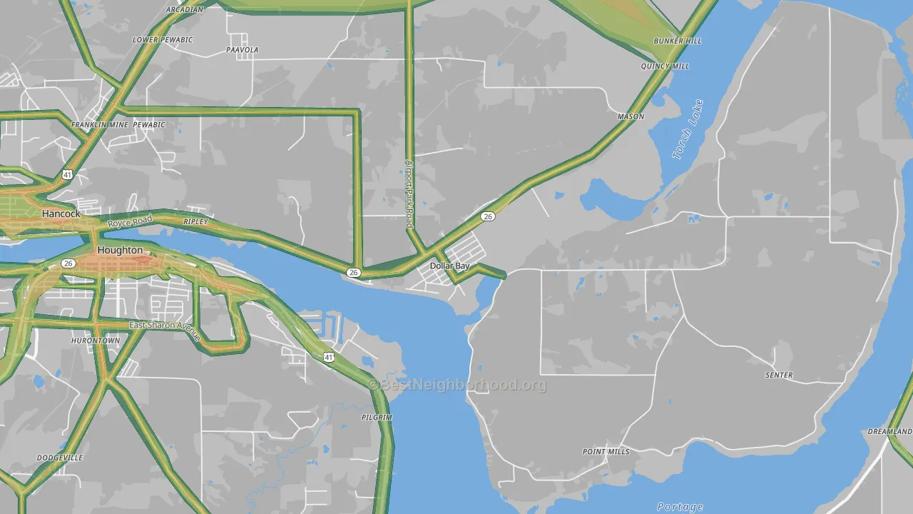 Dollar Bay, MI Map of Noise Levels in Dollar Bay