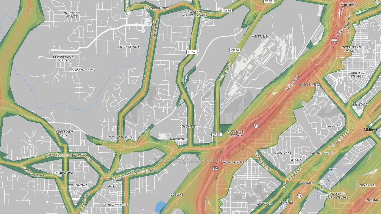 Dolomite, AL Map of Noise Levels in Dolomite