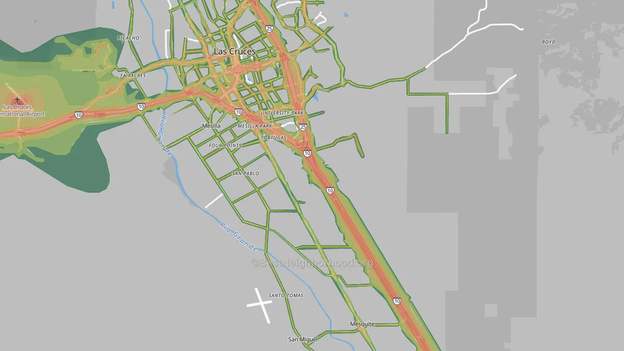 Dona Ana County, NM Map of Noise Levels in Dona Ana County