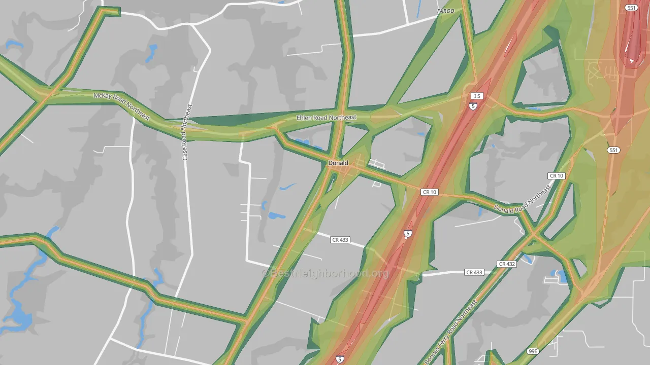 Donald, OR Map of Noise Levels in Donald