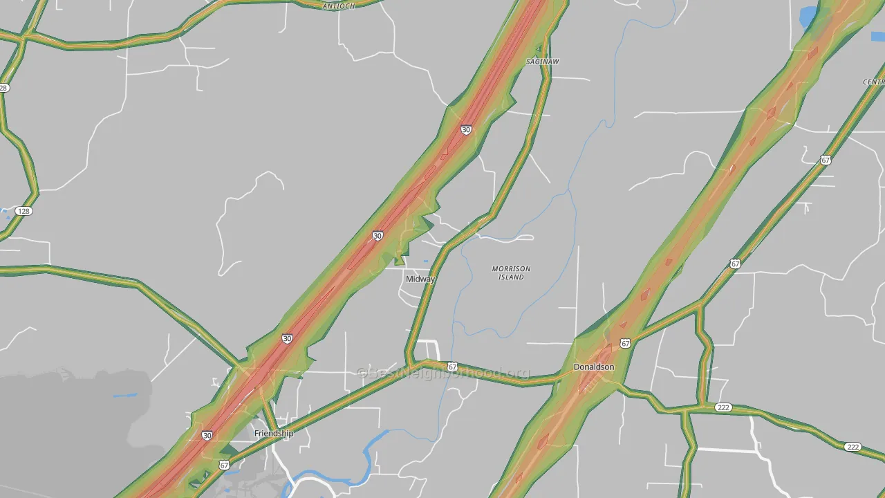 Donaldson, AR Map of Noise Levels in Donaldson
