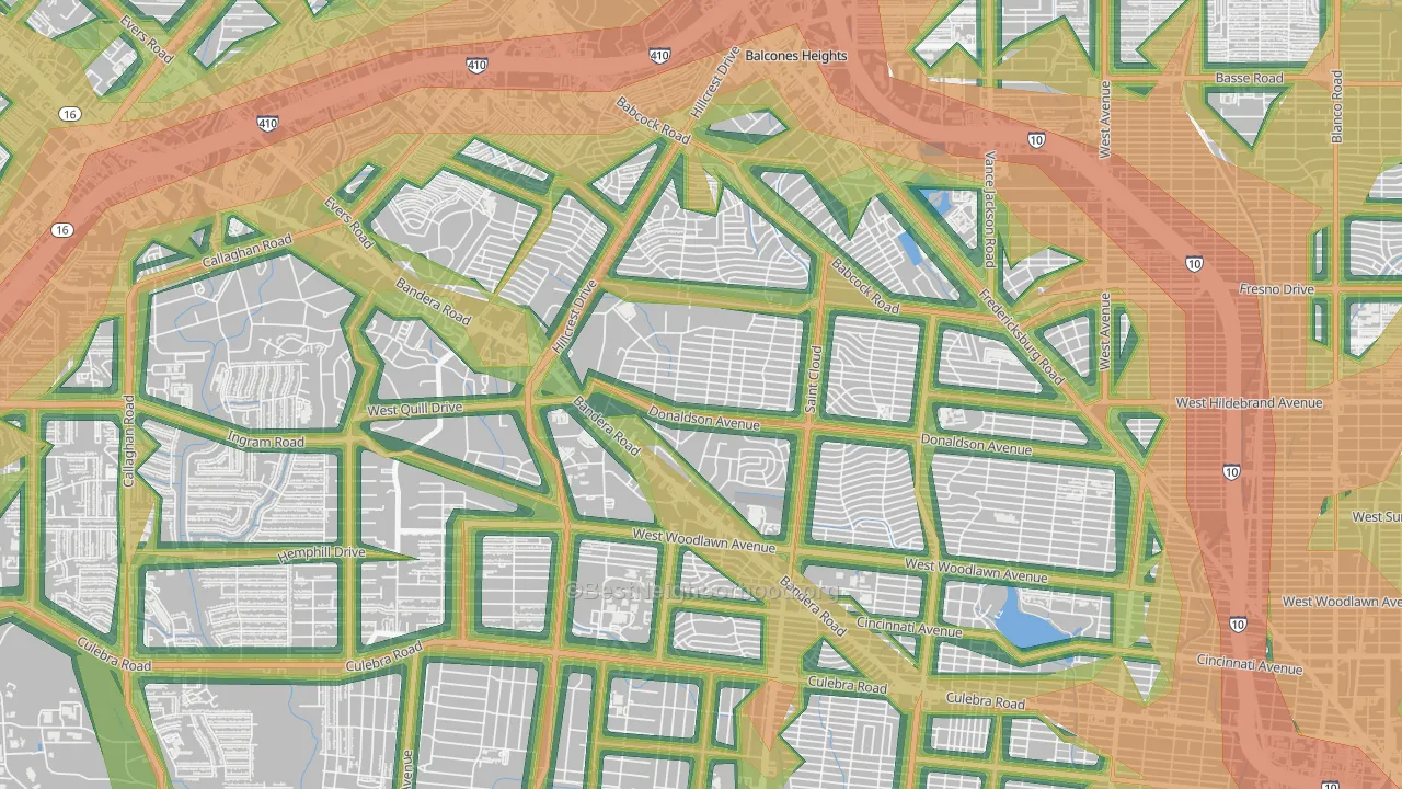 Donaldson Terrace, San Antonio, TX Map of Noise Levels in Donaldson Terrace