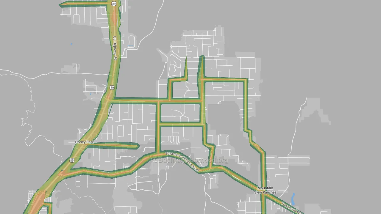 Doney Park, AZ Map of Noise Levels in Doney Park