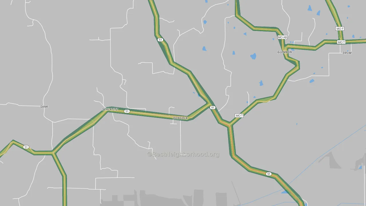 Dongola, MO Map of Noise Levels in Dongola
