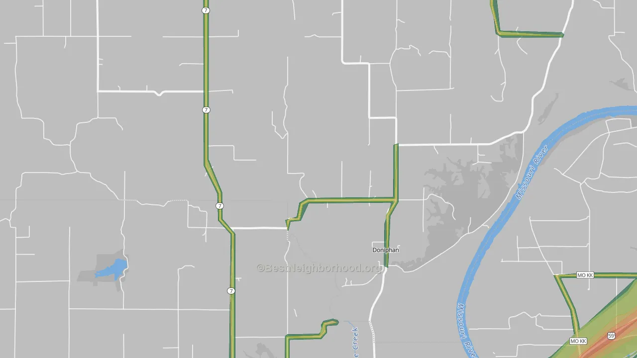 Doniphan, KS Map of Noise Levels in Doniphan