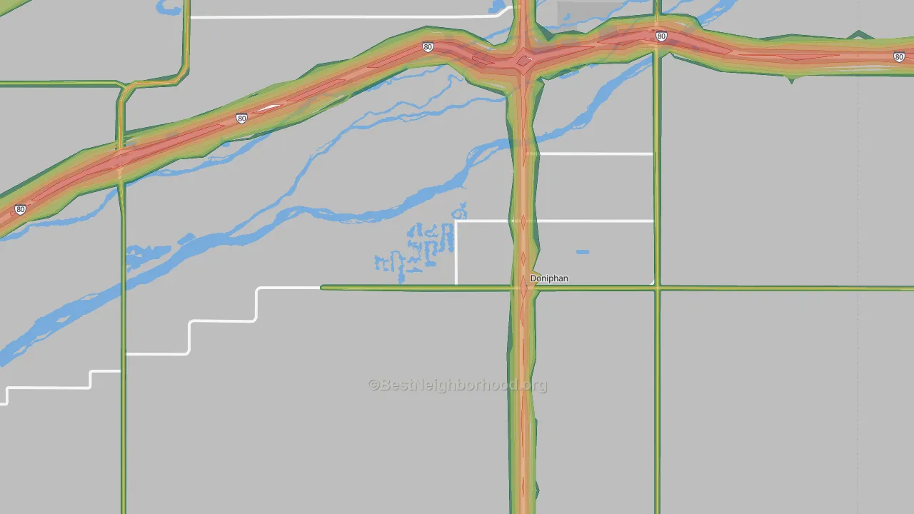 Doniphan, NE Map of Noise Levels in Doniphan