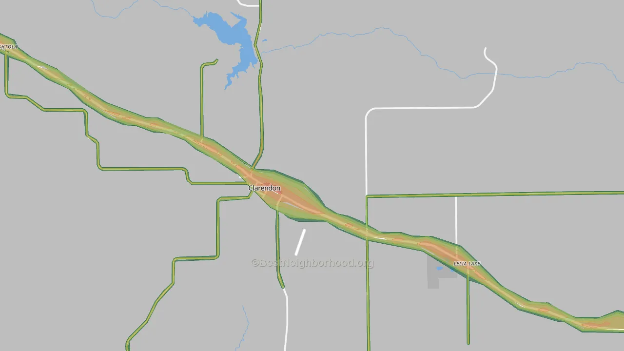 Donley County, TX Map of Noise Levels in Donley County