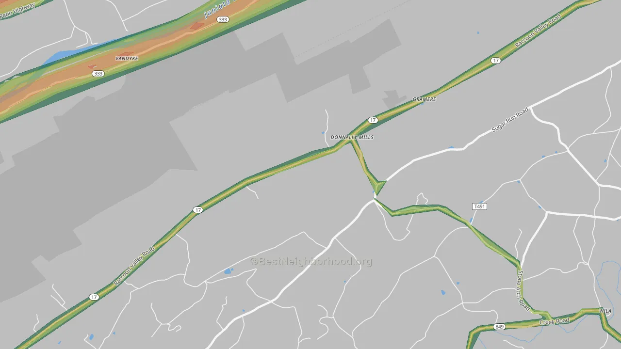 Donnally Mills, PA Map of Noise Levels in Donnally Mills