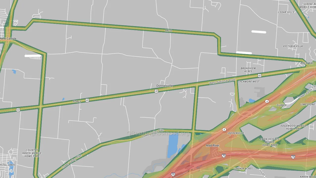 Donnelsville, OH Map of Noise Levels in Donnelsville