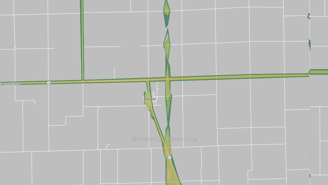 Donovan, IL Map of Noise Levels in Donovan