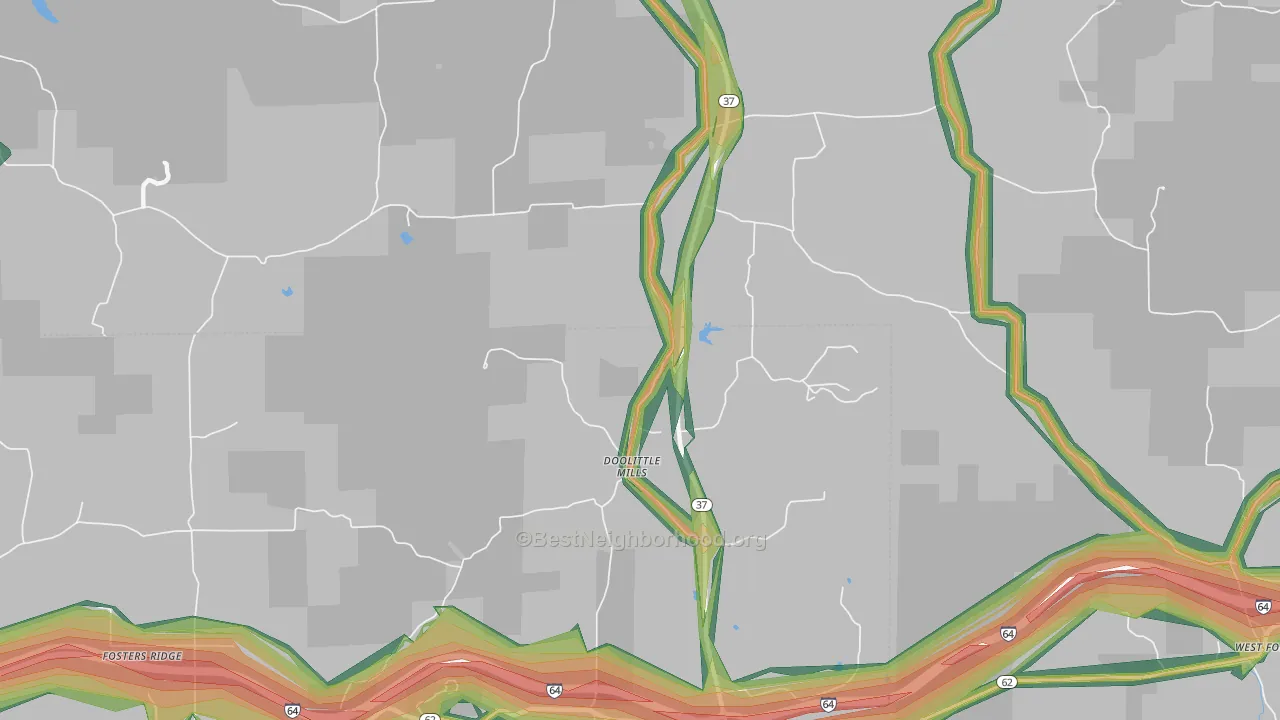 Doolittle Mills, IN Map of Noise Levels in Doolittle Mills