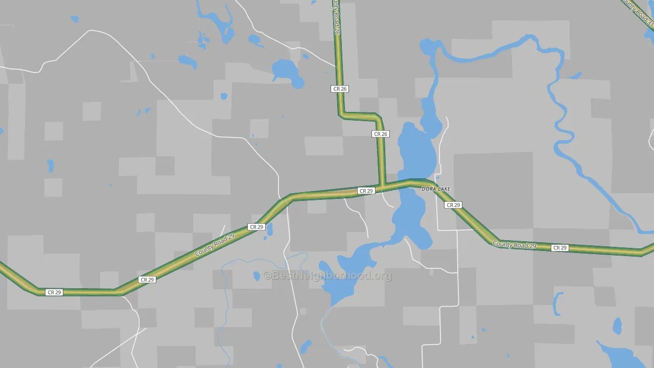 Dora Lake, MN Map of Noise Levels in Dora Lake