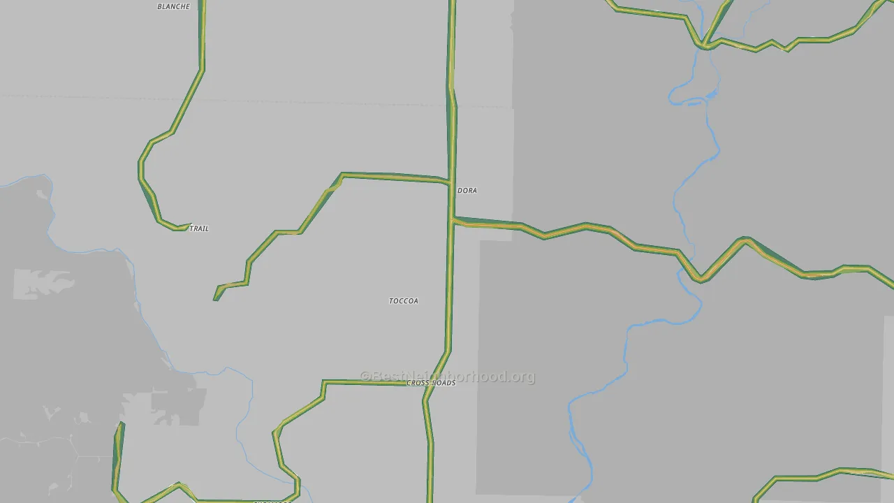 Dora, MO Map of Noise Levels in Dora