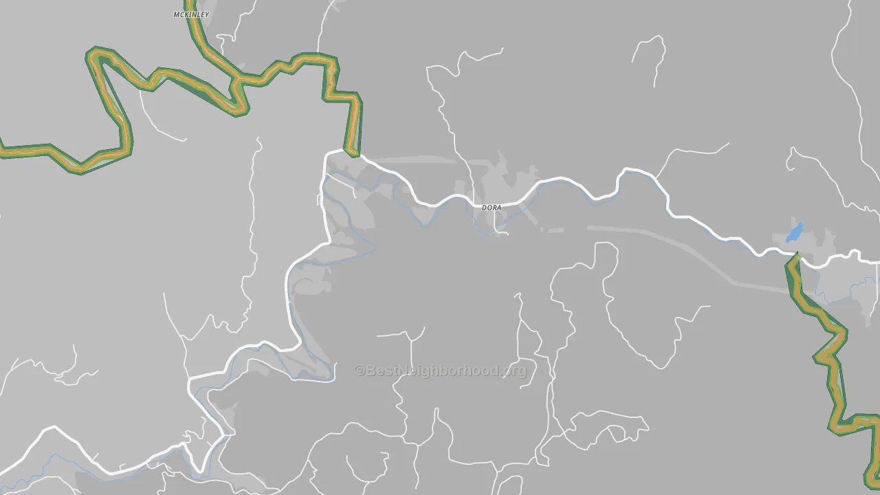 Dora, OR Map of Noise Levels in Dora
