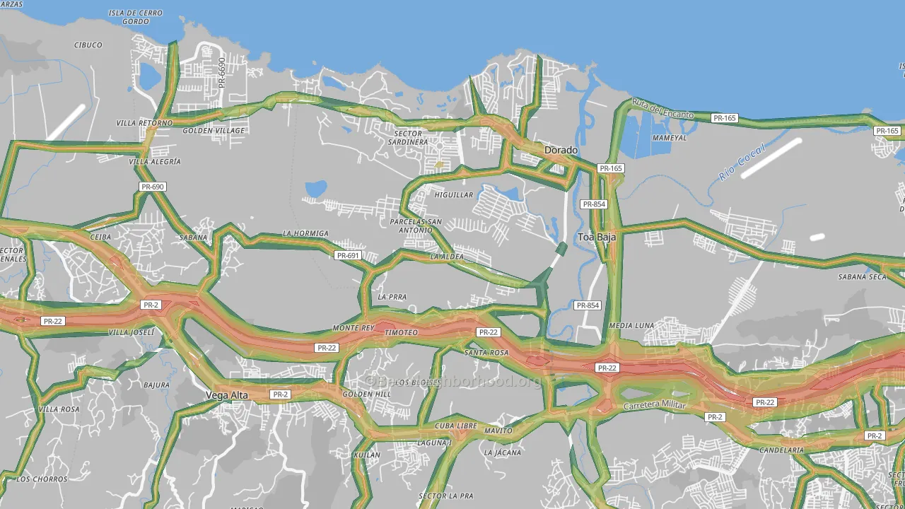 Dorado Municipio, PR Map of Noise Levels in Dorado Municipio