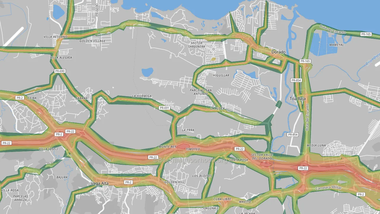 Dorado, PR Map of Noise Levels in Dorado